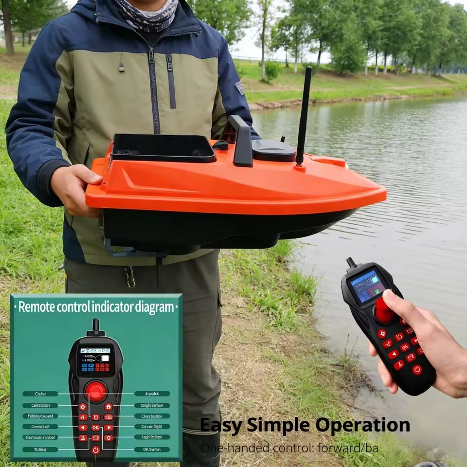 Fishing Boat Anchor - 500メートル遠隔操作、1.5キロ積載可能、GPS搭載釣り餌ボート、電子アンカー式クルーズコントロールRCネストベイトボート、アウトドアスポーツフィッシング用